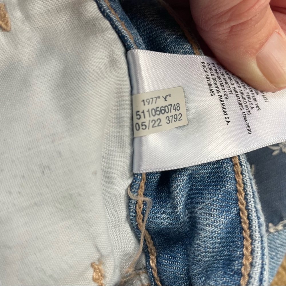 American Eagle Distressed Patchwork Mom Straight … - image 9